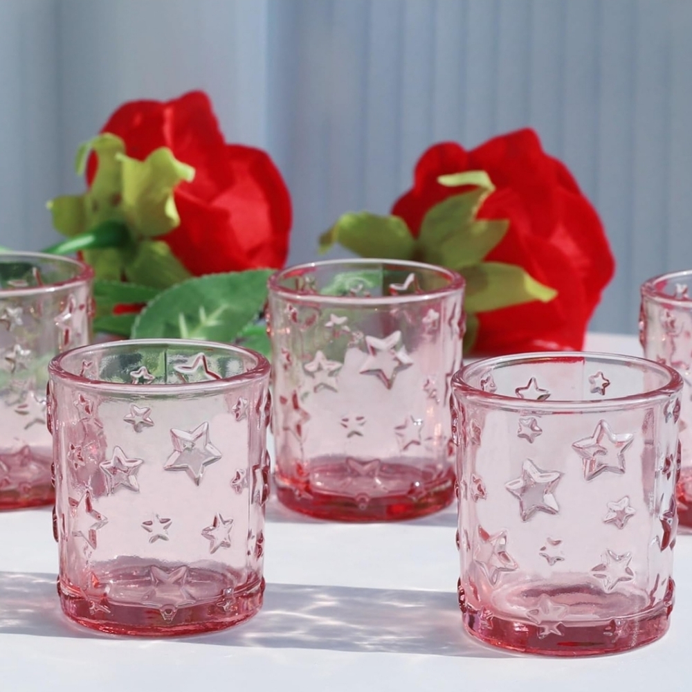 Pink Star Votive Tealight Candle Holders Set of 12 New in Box